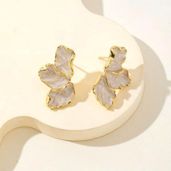 1 Pair Stud Earrings for Women, Enamel Irregular Petal Shape Ear Studs, French Style Ear Pins for Versatile Gift Jewelry