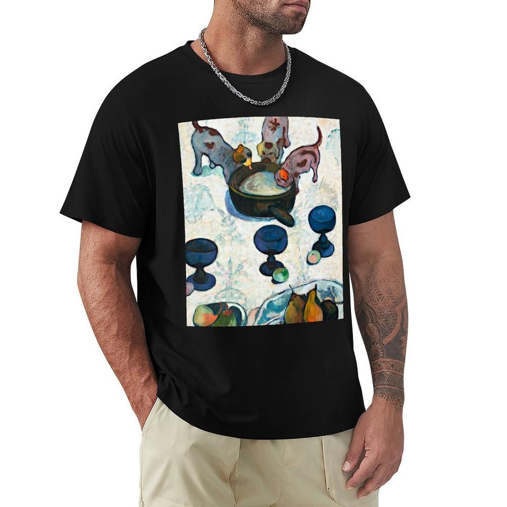 1888 Gauguin Still Life with Three Puppies TShirt shirts graphic anime man clothes blue lock Mens t shirts
