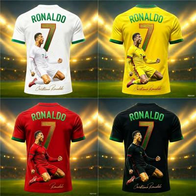 2026 Fußballtrikot 3D-Druck Nr. 7 Ronaldo Junge Mädchen Training Damen Sport Atmungsaktiv Kurzarm Kinder Herren Radsport-T-Shirts