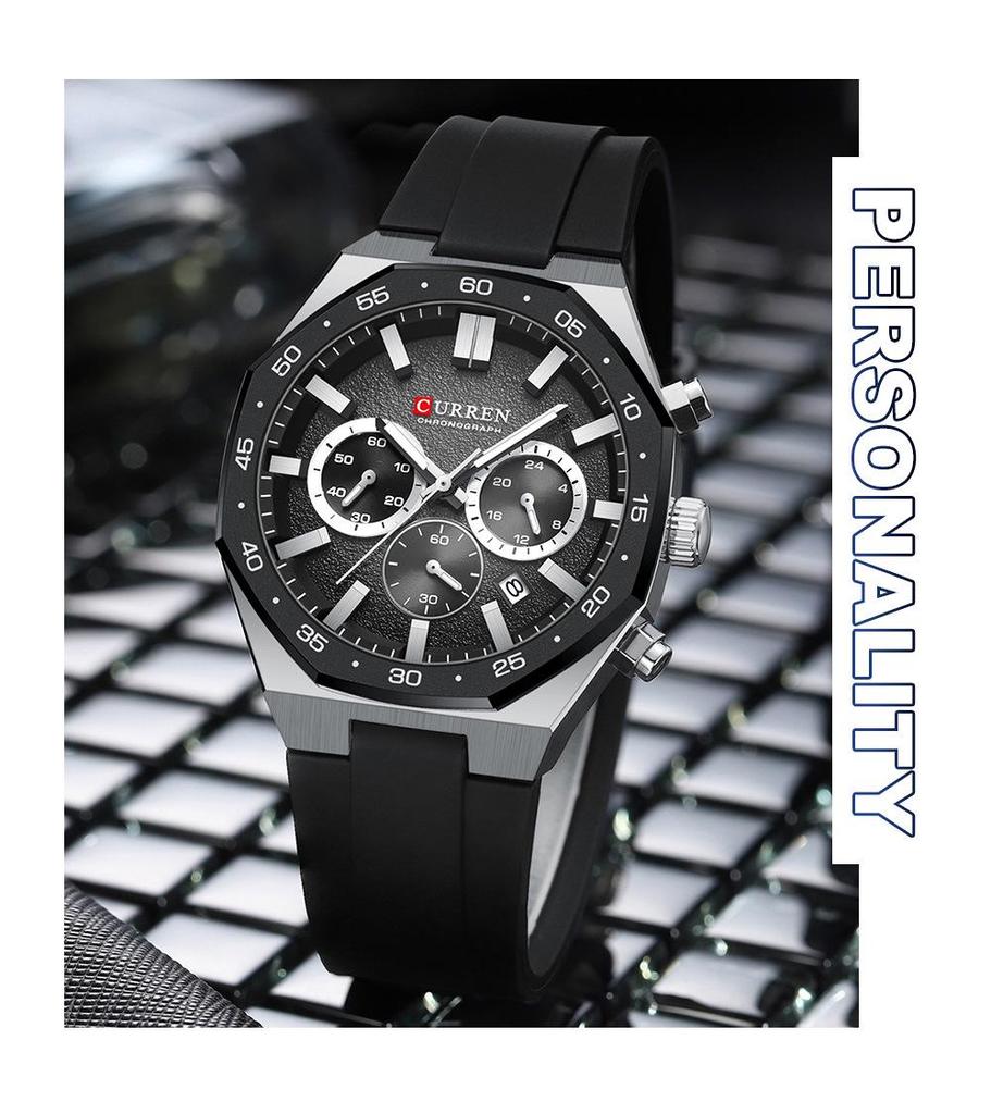 CURREN 8489 Men's Waterproof Six-Hand Quartz Sports Watch with Calendar Strap
