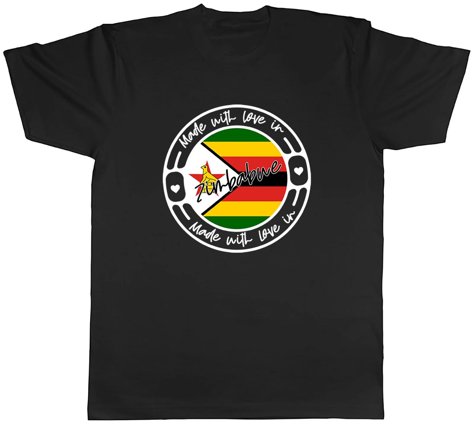 Made With Love In Zimbabwe Country Mens Unisex T-Shirt Tee Gift XXXXL
