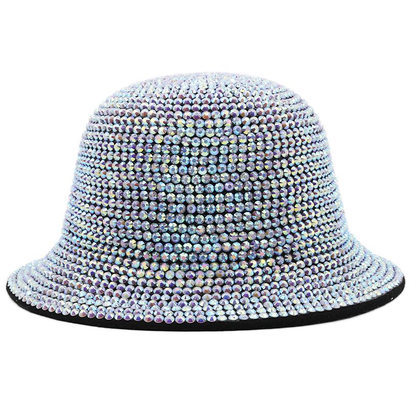 

Новые джазовые шляпы Fedora со стразами, ковбойская шляпа для женщин и мужчин, двухсторонняя цветная кепка красного цвета с черными бриллиантами, шляпа-ведро Fedora 56-58CM Adjustable
