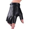 Button Design PU Driving Gloves Cool Fingerless Mittens Fashion Half Finger Gloves Gym Fitness