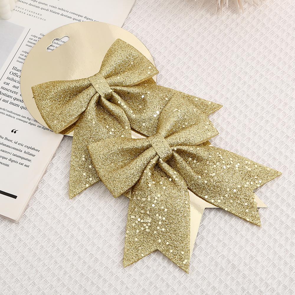 2pcs Christmas Decoration Sparkling Bow Xmas Tree Pendant Ornamenta Home Christmas New Year Party DIY Bows Decorations 12cm