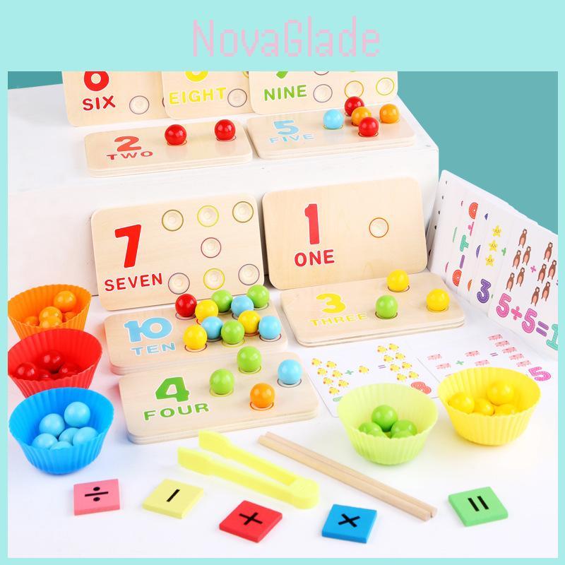 Holz Multifunktionales Arithmetik-Klammer-Perlen Lernbrett Kinder Puzzle Spielzeug Set Für Frühes Lernen