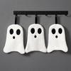 1pc Halloween Bathroom Hand Towel - Soft, Absorbent Coral Fleece, Black & White Spooky Design with Broomsticks & Pumpkins