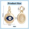 BENECREAT 10Pcs 18K Gold Plated Midnight Blue Evil Eye Enamel Charms, Flat Round Pendants with Jump Rings for DIY Necklace Bracelet Jewelry Making