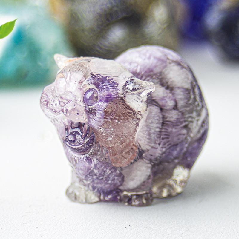 Crystal Resin Animal Decor With Agate Stones For Home Office Desk Art Gift For Friends