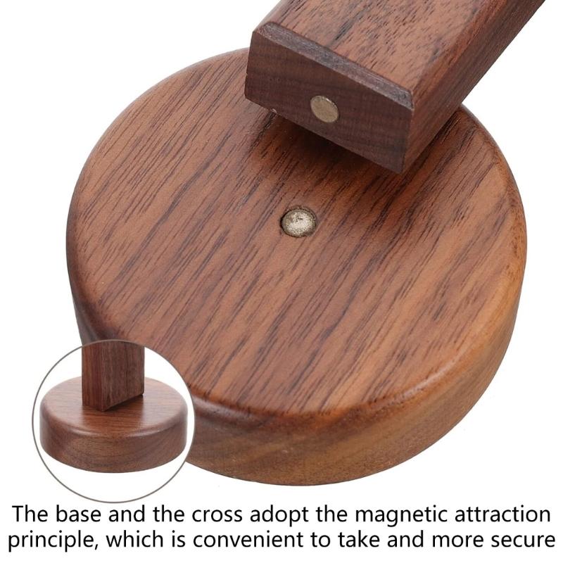 Natürliches Walnussholz Religiöses Stehkreuz Ornament mit abnehmbarem magnetischem Ständer Kirche Zuhause Ostern Glaube Handwerk