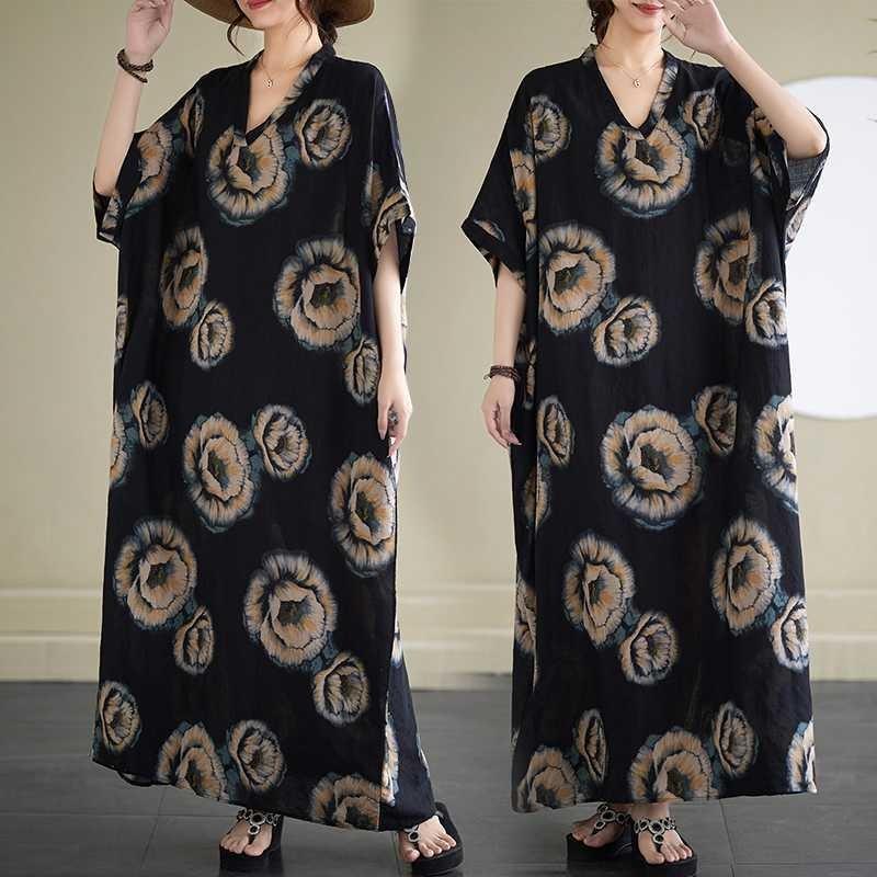 V-Neck Vintage Long Flesh-Covering Dresses