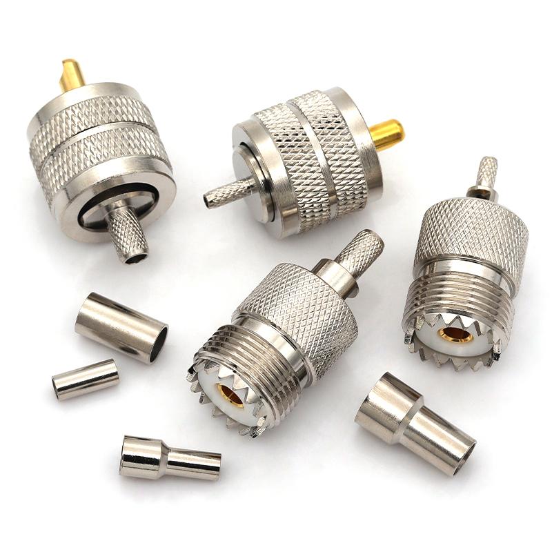 Javino SO239 Connector PL259 Male Female Plug Crimp Coax Adapter SO239 PL-259 RF Connector for LMR195 RG58 RG142