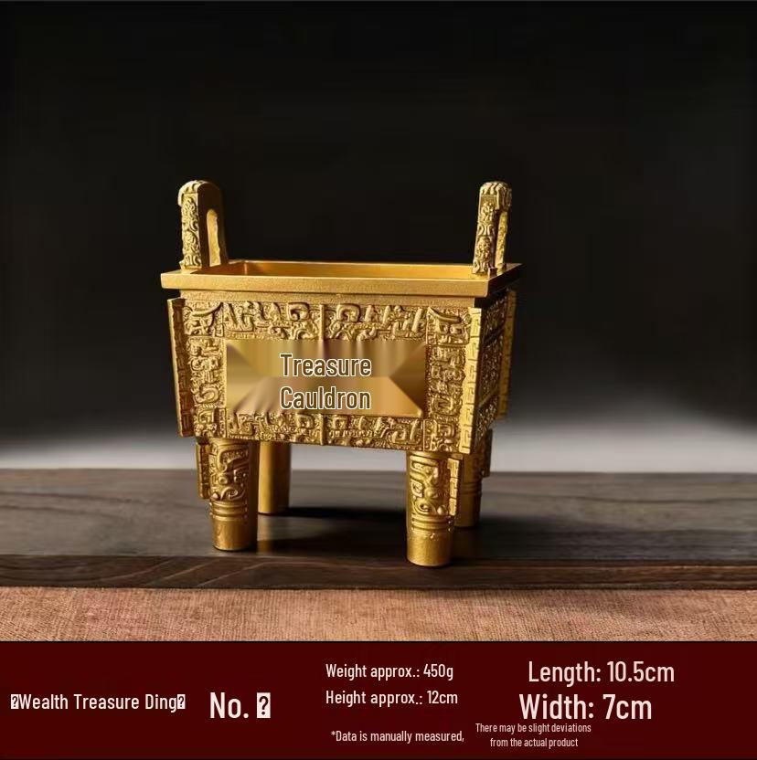 Brass and Copper Double Dragon Ding: Decorative Office & Home Ornament