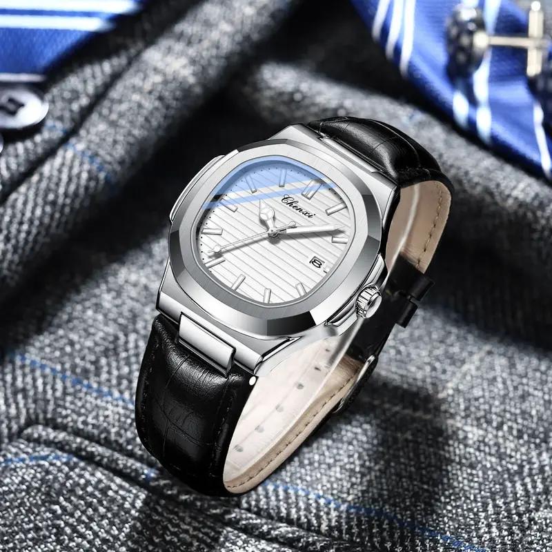 CHENXI New Luxury Business Man Wristwatch Waterproof Luminous Date Watch For Men Quartz Clock Leather Men's Watches Reloj
