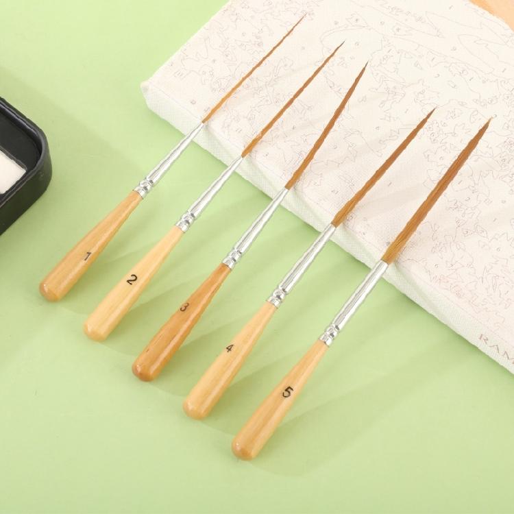 Pack of 5 Artisanal Brushes Featuring Short Grip and Elastic Bristles for Oil Gouache Creations Detailed Work