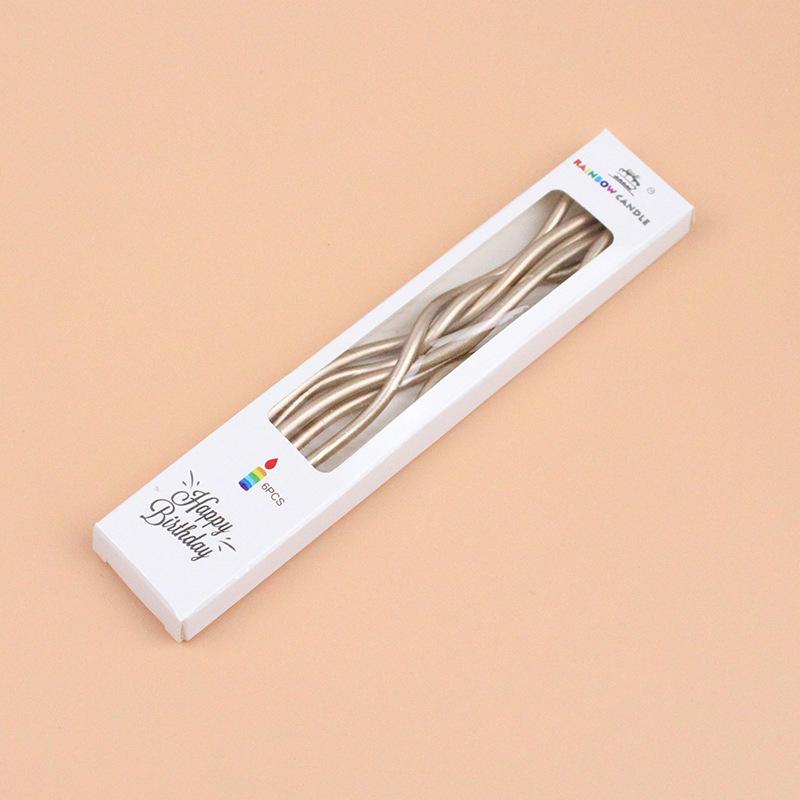 Birthday Cake Gold-plated Colorful Retro Curve Thread Candle Creative Party Baking Gradient Color Curved Candle