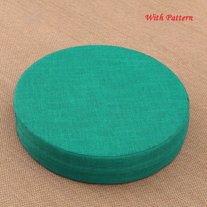 Plush Round Tatami Cushion Pad With Removable Washable Cover And Lotus Print