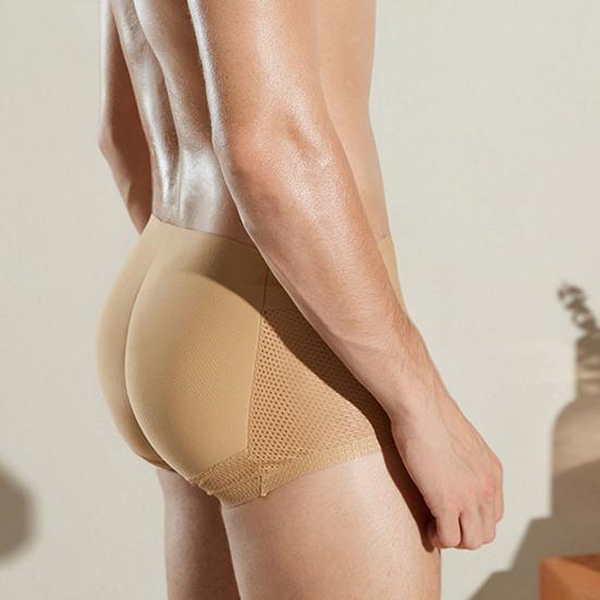 Men Underpants Hollow Out Breathable Thick Fake Butt High Elastic Butt Lifted See-through