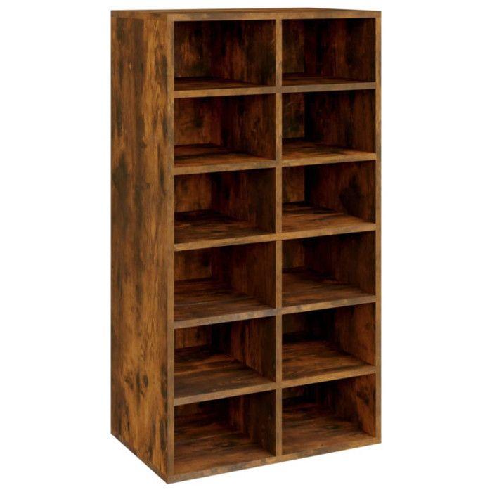 815309 vidaXL Étagère à chaussures Chêne fumé 54x34x100,5 cm