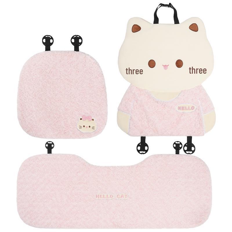 Cartoon Cat Plush Car Seat Cushion – Warm Winter/Autumn Rear Cover