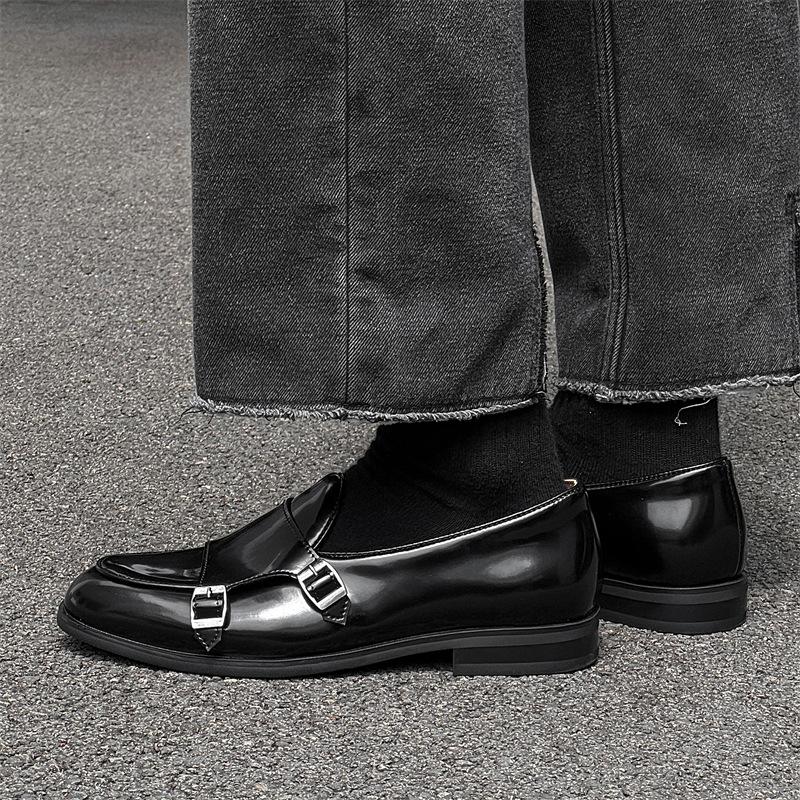 2026 New Korean Big Size Dress Shoes for Men Fashion Casual Black Leather Shoes Male Spring Autumn Buckle Designer Shoe Man