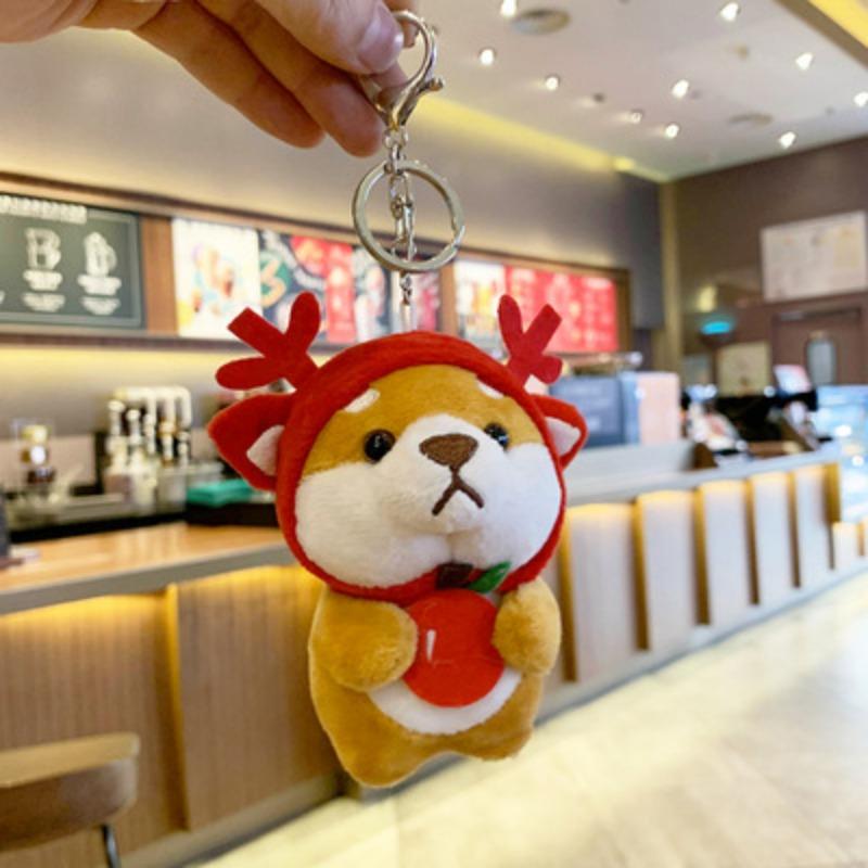 Small Shiba Inu Plush School Bag Pendant Keychain Ins Doll Keychain Backpack Pendant Cute Doll Keychain