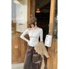 Petite Korean Halter Neck Off-Shoulder Long Sleeve Women's Shirt, Autumn Winter 2025 Collection