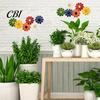 Outdoor Metal Flower Decor 6Pcs Flowers Wall Decor, Sunflower Ornament Art, Waterproof Art Hanging Decoration Garden for Outside Indoor Patio,