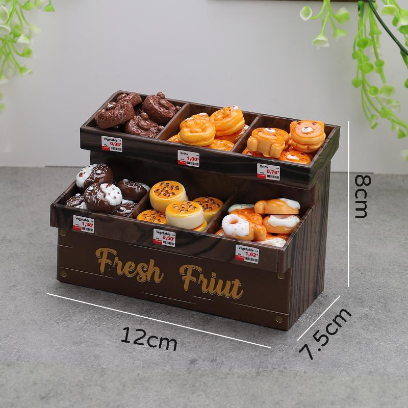 37Pcs Dessert Rack Mini Food Toys Dollhouse Miniature Bread Cabinet Handcrafted Simulation Model Supermarket Scene Ornaments