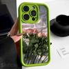 Oil Painting White Rose Flower Silicone Phone Case For iPhone 15 14 13 12 11 Pro Max XS X XR 7 8 Plus Shockproof Soft Cover