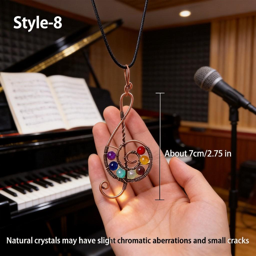 Crystal Heart Shape Pendant With Music Note And Lifeline Tree Design For Fashion Jewelry Enthusiasts