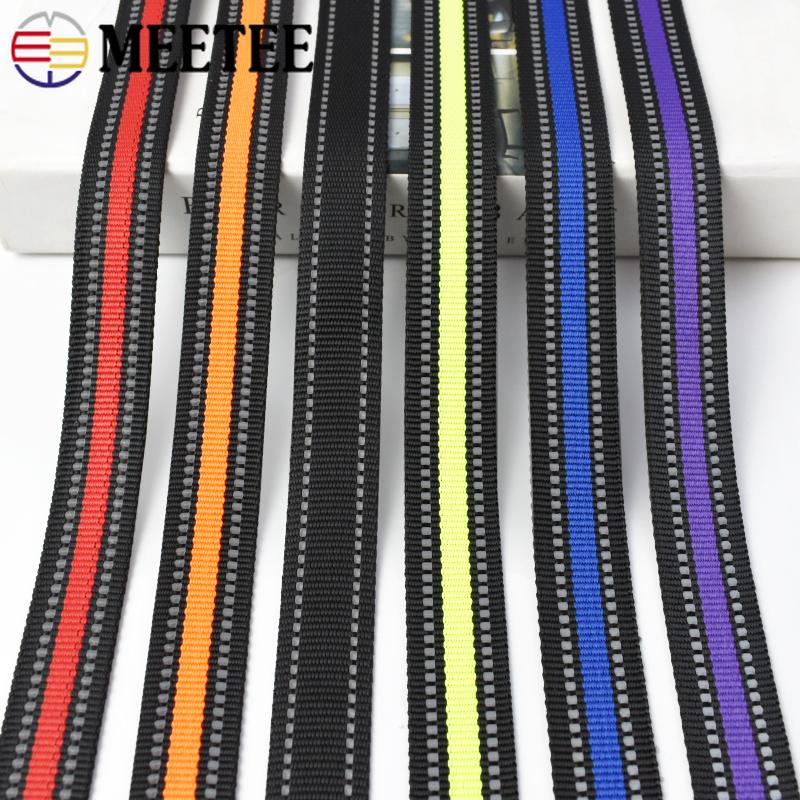 5/10M 15/20/25mm Reflective Webbing Tape Decorative Ribbon Band Bag Strap Clothing Dog Collar Binding Tapes DIY Sewing Accessory
