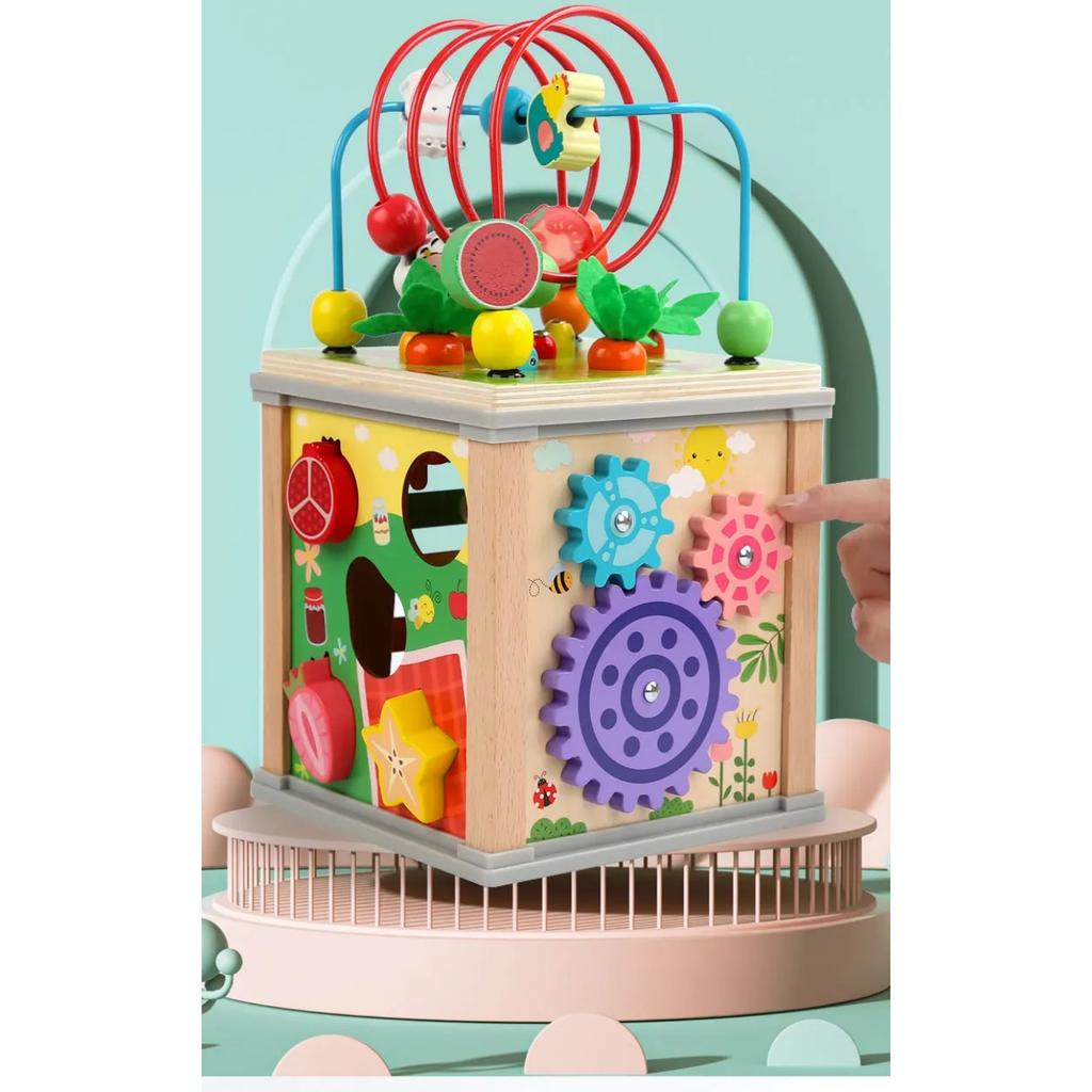 Montessori Wooden Children's Toys Multifunction Beaded Treasure Box Preschool Baby Building Blocks Early Education Kids Toys