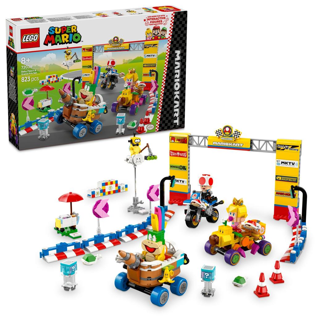 LEGO Super Mario Mario Kart Baby Peach and Grand Prix Set Toy Birthday Present Block Boys Girls Children 8 Years Old 9 Years Old 10 Years Old