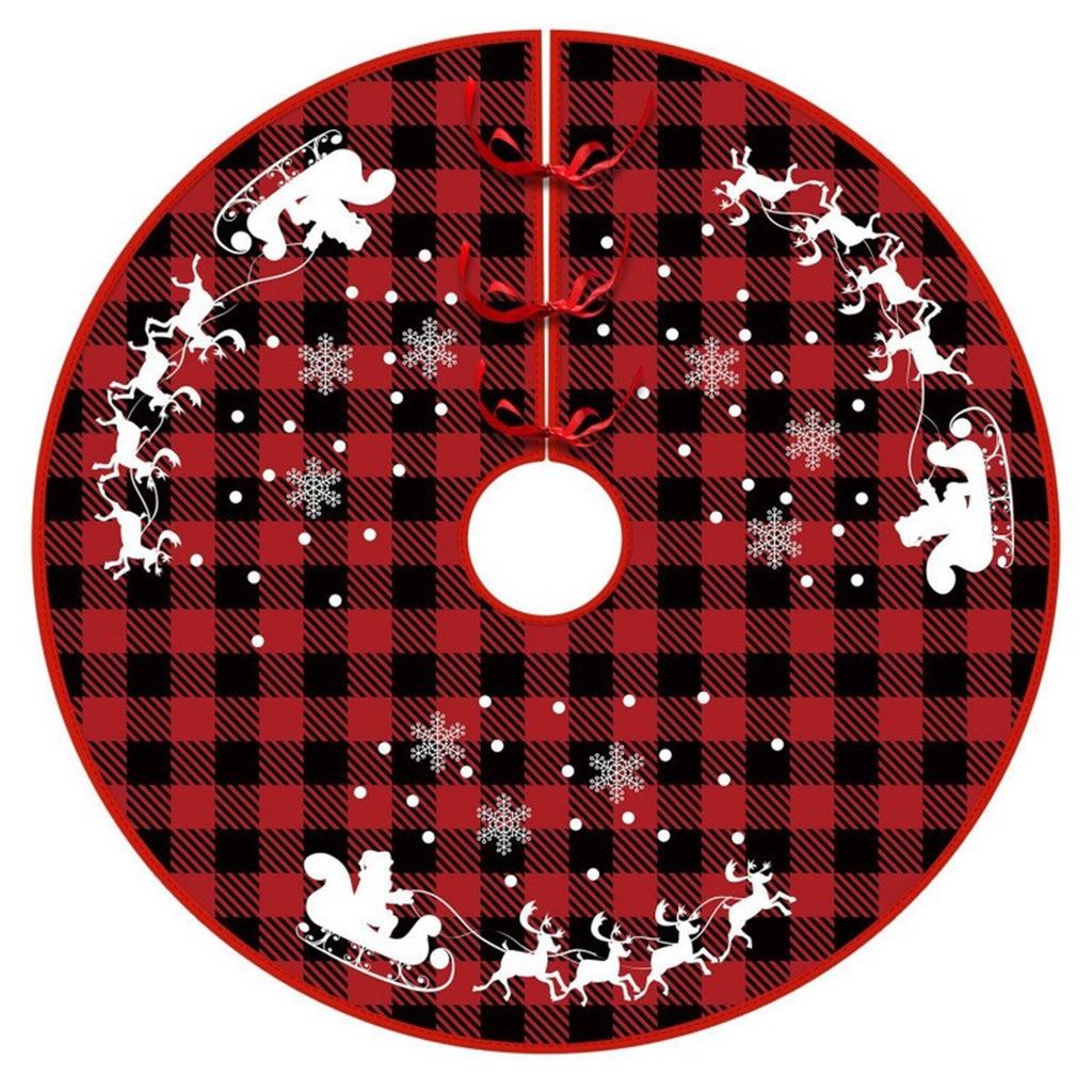 Weihnachtsbaumdecke Schneemann Karomuster Kurzplüsch Weihnachtsbaumdekoration 122cm