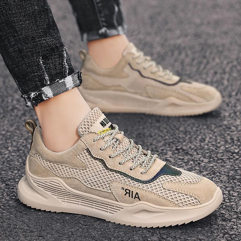 Mens Shoes 2025 New Summer Breathable Mesh Sports Leisure Anti Slip Lightweight Soft Soled Trendy Top Layer Outdoor Running Shoe