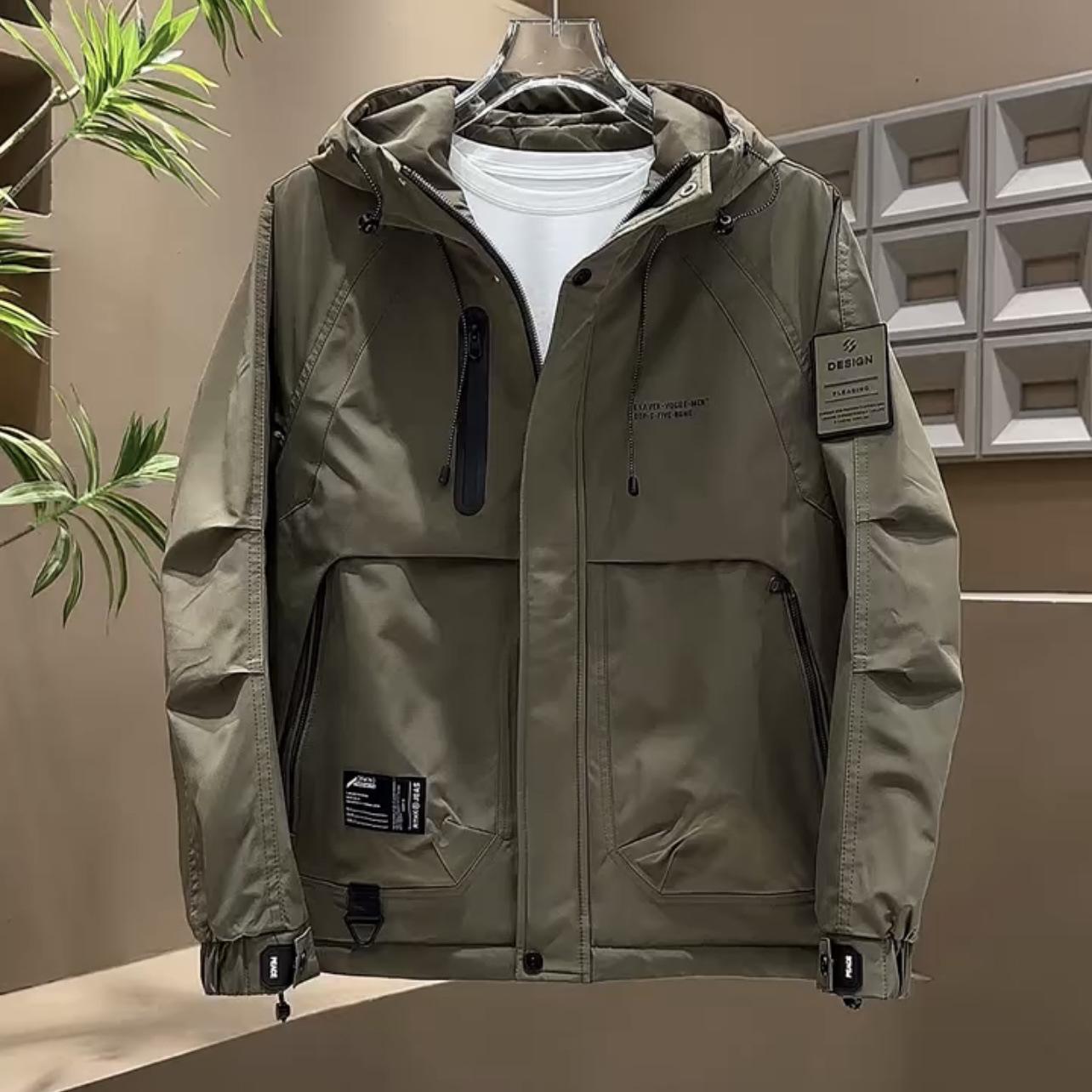 

Men s Versatile Hooded Windbreaker Cotton Jacket - Fashionable, Windproof, and Thickened for 2025. 3XL (160-180 jin) зеленые хаки