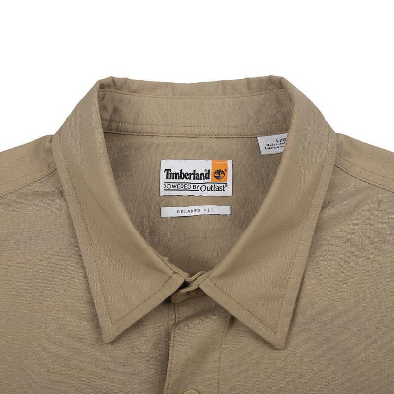 Timberland Polo Sport Casual Short Sleeve Shirt Men Shirts Khaki A5U53-DH4