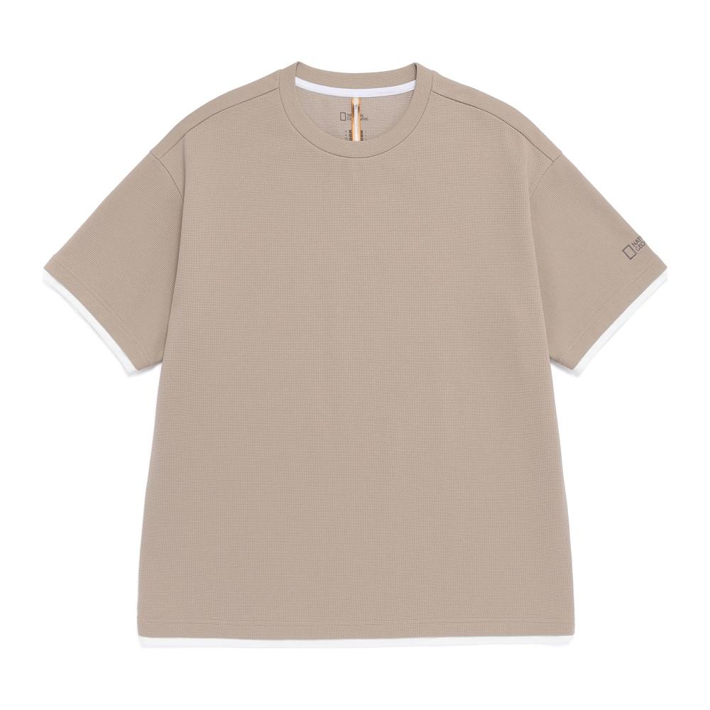 NATIONALGEOGRAPHIC N262Mts970 Waffle Semi-Overfit Short Sleeve T-Shirt Oak Beige