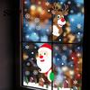 Snow Scene Glass Stickers 4Pcs Christmas Santa Claus & Reindeer Static Window Clings with Snowflake, PVC Removable Decals, Reusable for Home