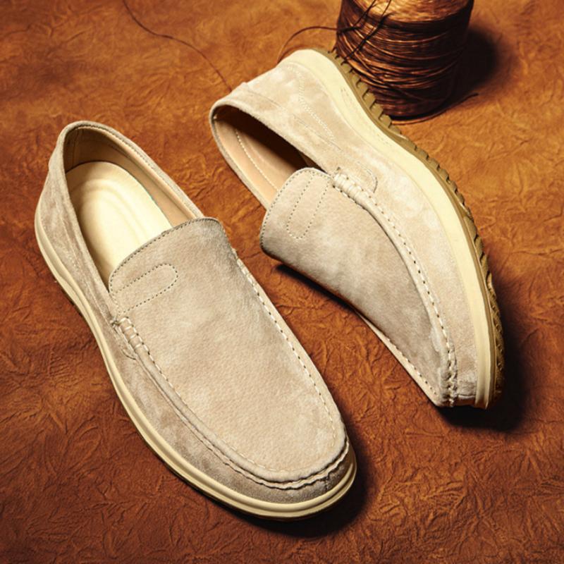 Four Seasons Suede Leather Toe Shoes Men's Shoes One-step Breathable Comfortable Loafer Casual Shoes Driving Shoes