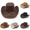 Western Cowboy Hat With Suede Velvet Material Big Brim For Fall Winter Fashion