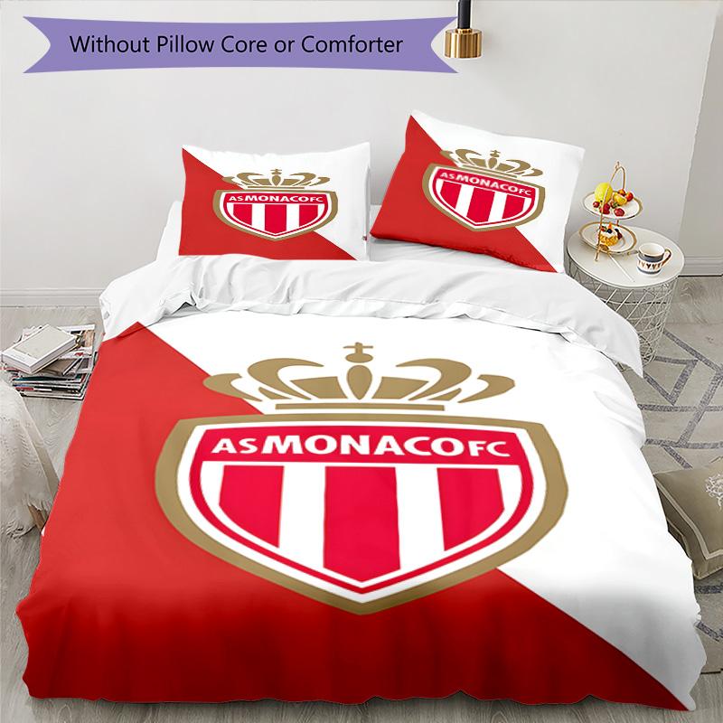 Monaco Football club Printed Pattern Duvet Cover Set – includes 1 duvet cover and 2 matching pillowcases Bedroom decor Christmas gifts