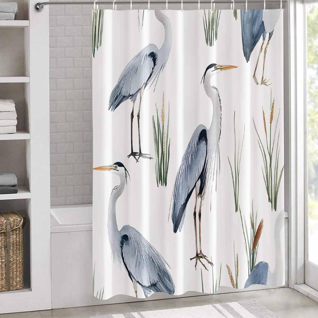 Shower Curtain, 72 x 72 Inches Shower Curtain Liner, Birds Heron in The Water Shower Curtains for Bathroom, Shower Stall & Bathtubs, Waterproof