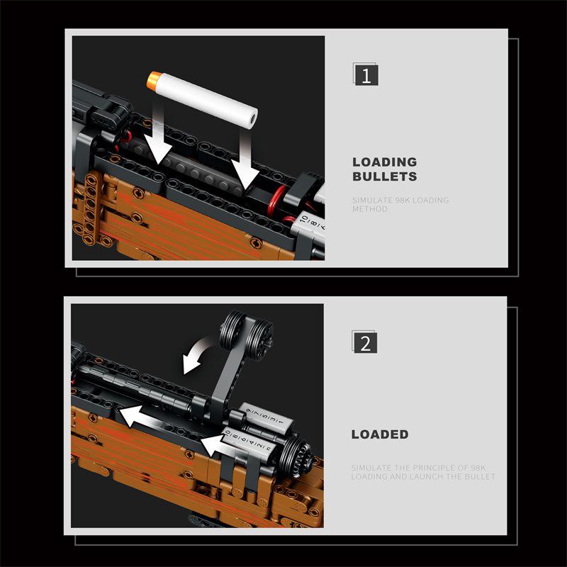 Reobrix 77003 Building Blocks Sniper Rifle 98K - Shootable Boys' Educational Assembly PUBG Model Toy