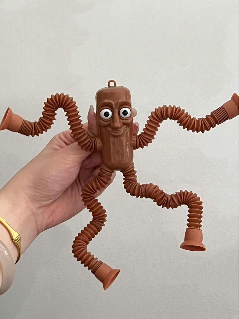 Shark Telescopic Stretch Stick: Versatile Cartoon Suction Cup Decompression Toy for Kids Inspired by Shan Hai Jing.