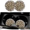 2PCS Leopard Print Car Coasters for Cup Holders with Rhinestone,Stylish Car Cup Coasters for Decorating & Protecting Cars Cups Holder
