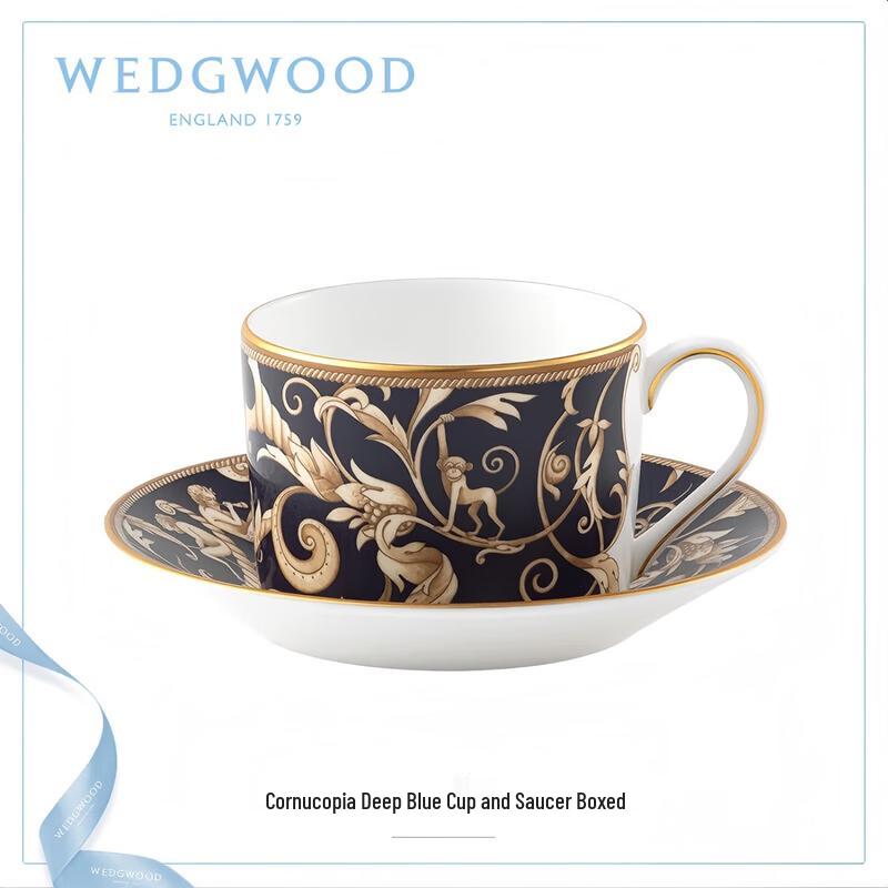 Wedgwood Cornucopia Dark Blue Cup and Saucer Set
