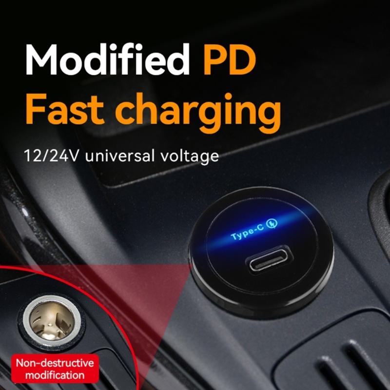 12V/24V PD3.0 Typ-C-Anschluss Auto-Ladebuchsen, Schnelllade-USB-Panel für LKW-Bus