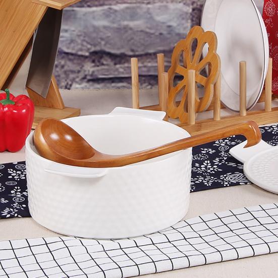 Wooden Soup Ladle Long Handle Hot Pot Spoon Oil Scoop Kitchen Cooking Utensil
