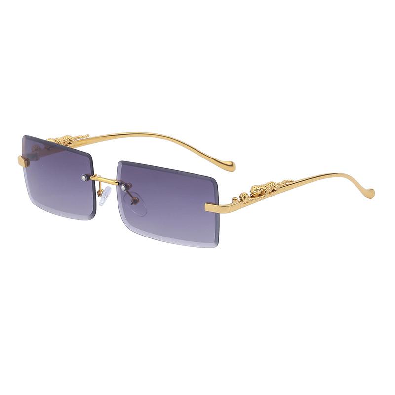 Frameless Sunglasses Women'S Square Leopard Sunglasses Men'S Trendy Glasses Shades